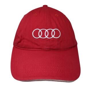 Audi Slideback Baseball Hat Red One Size Adjustable Embroidered Logo